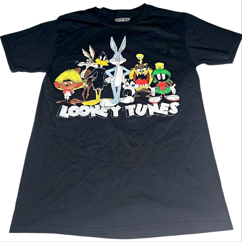 Looney Tunes Distressed Black Graphic T-Shirt (Unisex)